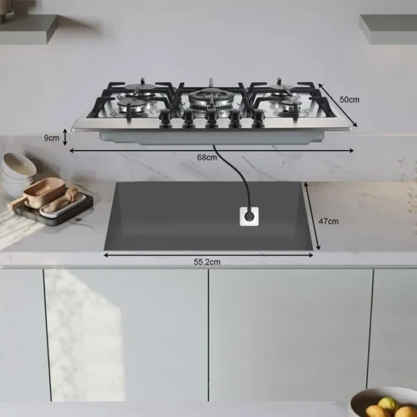 Placa de gas de 5 fuegos 10480 W - Imagen 2