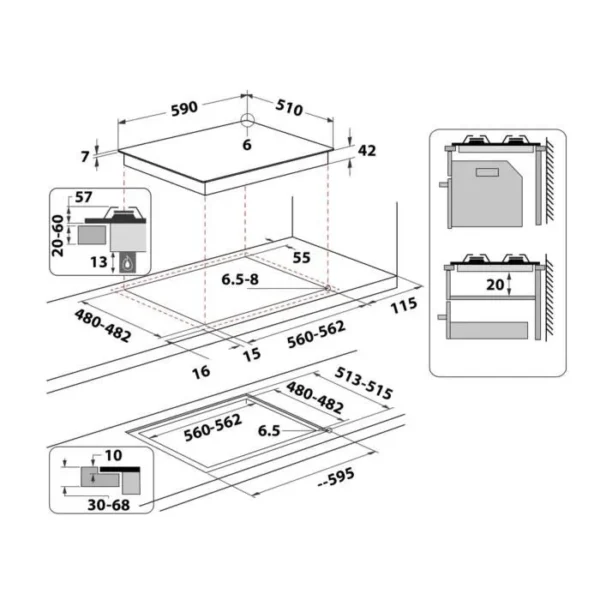 Placa de gas WHIRLPOOL de 4 quemadores - Imagen 5